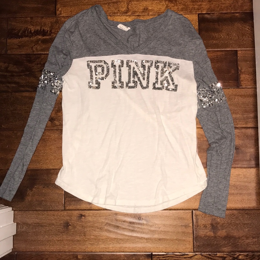 Pink long sleeve v-neck top